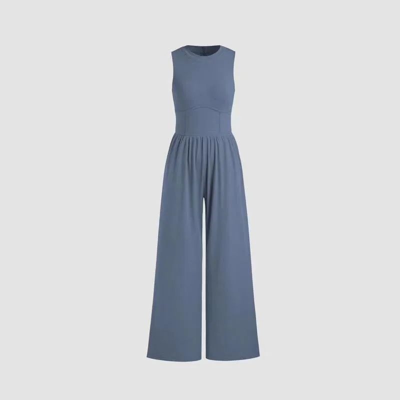 Women's High Waist Patent Leather Wide Leg Jumpsuit