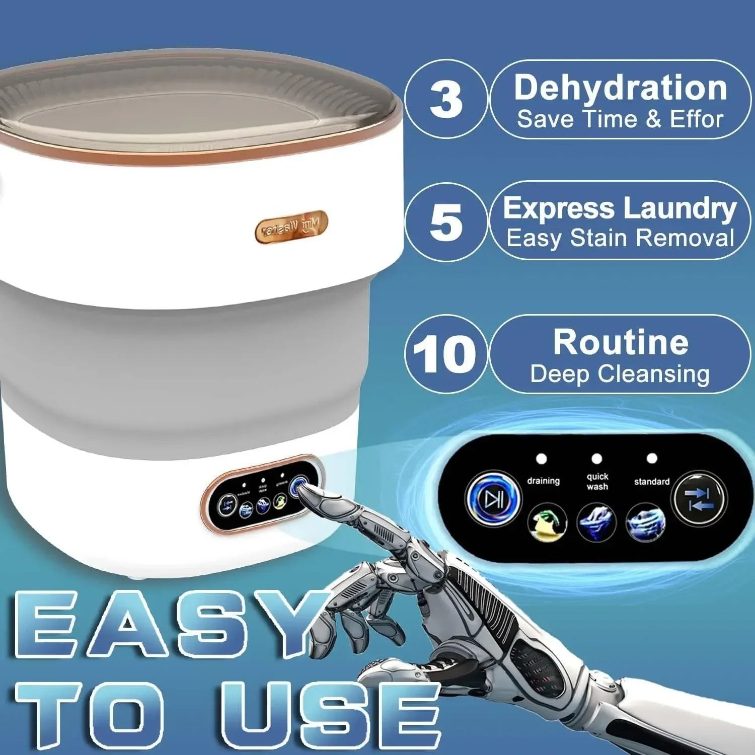 Collapsible 15L Portable Washer with Spin Dryer