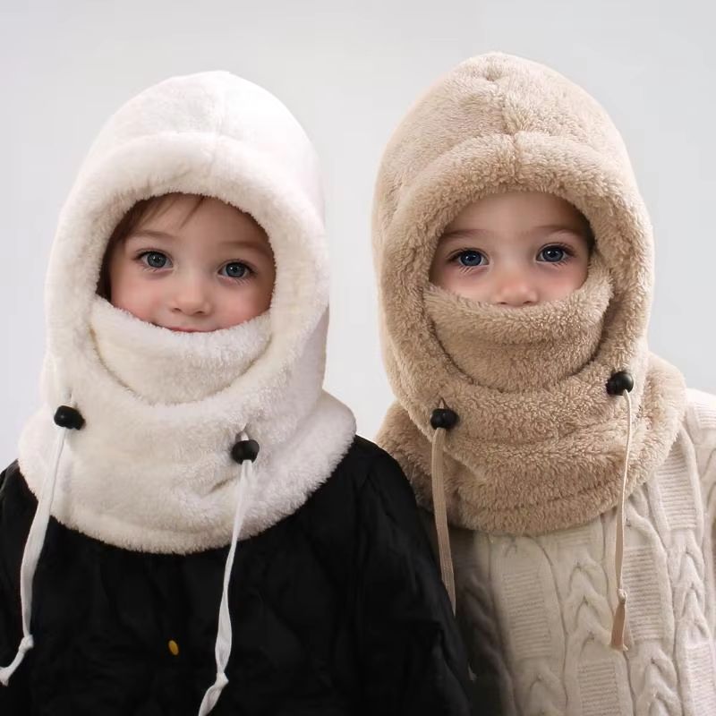 Kids Plush Balaclava Hat with Neck Cover and Full Face Wind Protection