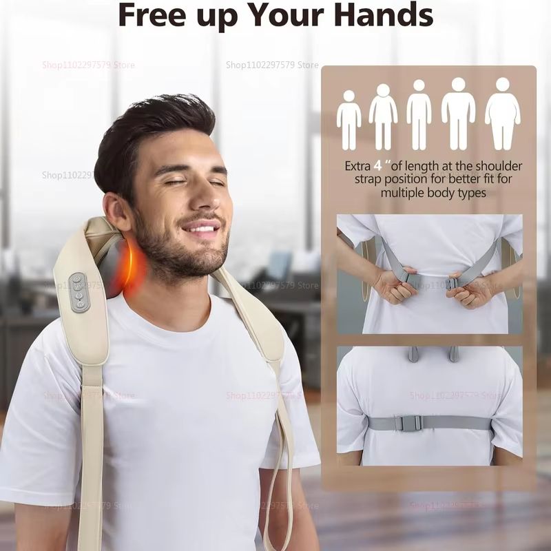 RelaxWave Wireless Neck & Shoulder Massager Shawl – Trapezius & Back Kneading Therapy