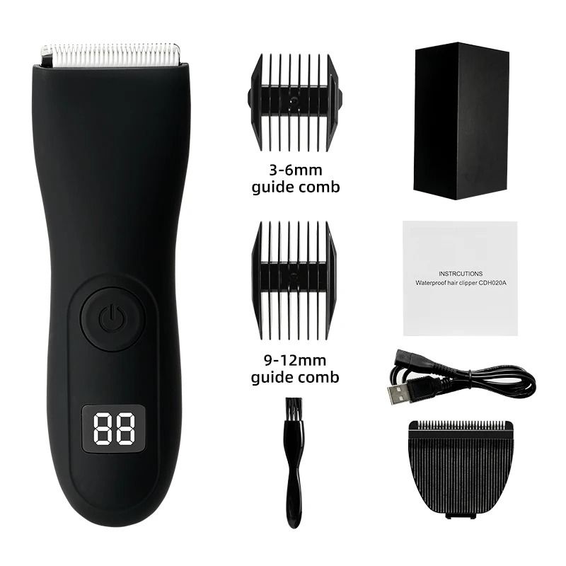 Mens Body Hair Trimmer with Groin and Bikini Shaver Attachment
