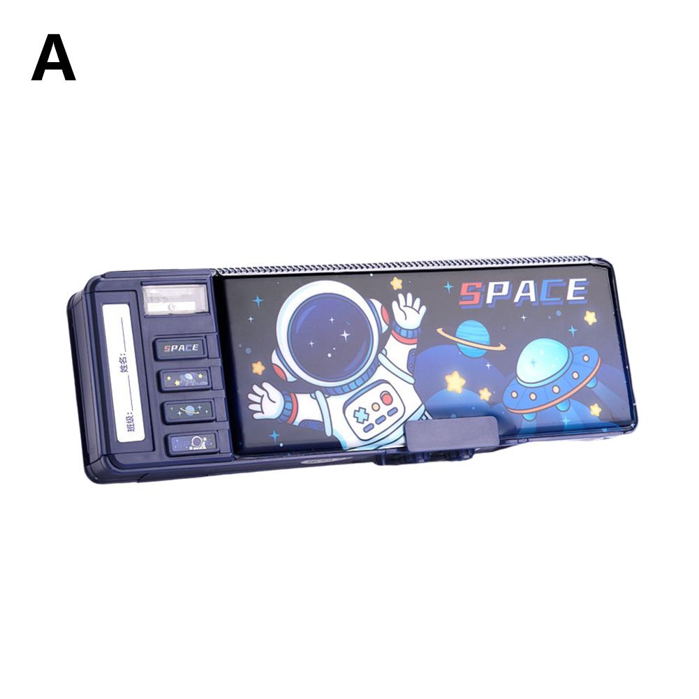 Student Stationery Box, Double-Layer Pencil Case with Password Lock, Multifunctional High-Tech Pen Box for School