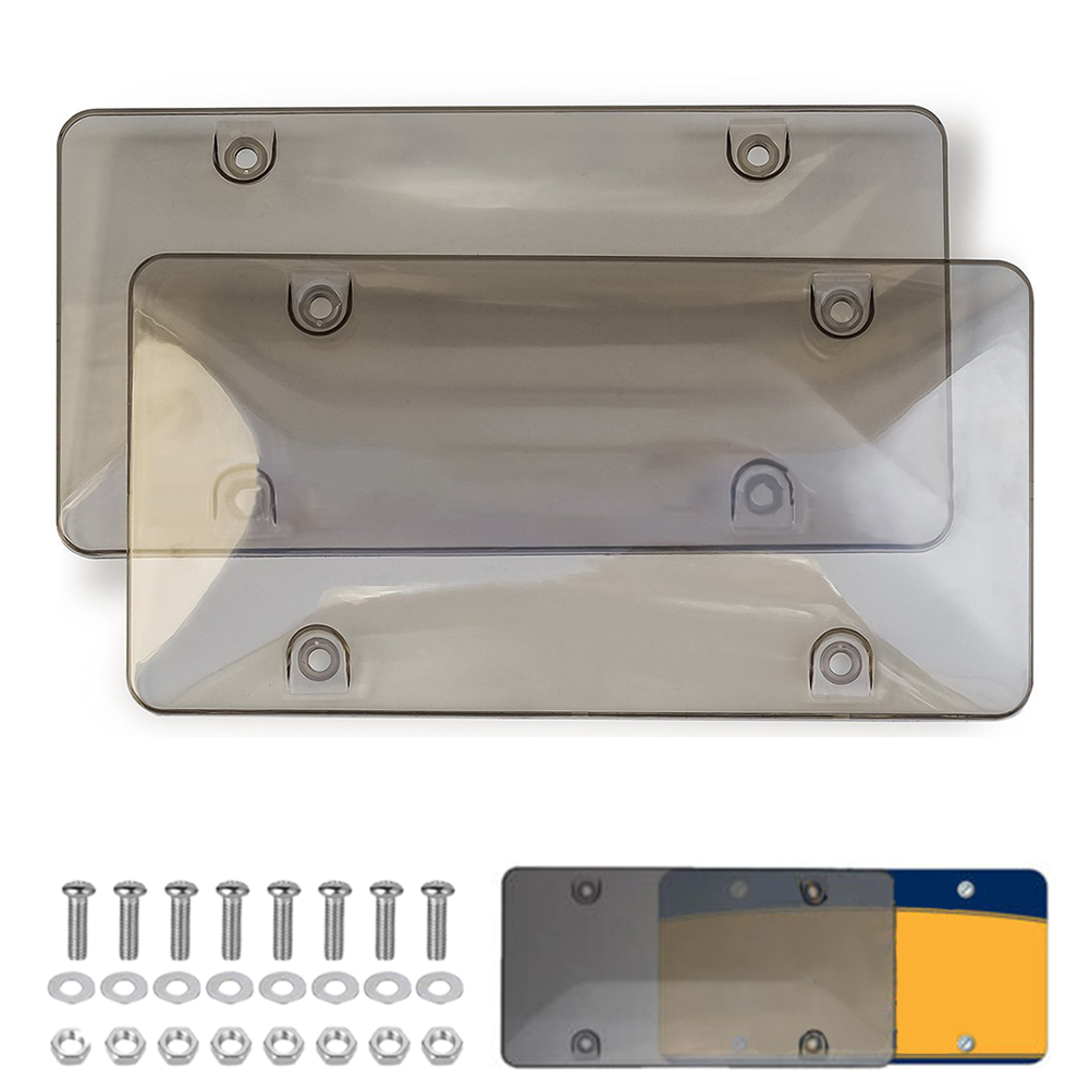 ABS Car License Plate Cover, Tinted Tag Shield Protector for Vehicle Exterior