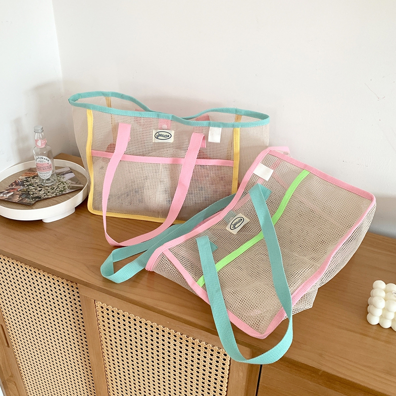 Clear Mesh Beach Tote Bag Large Capacity Pool and Shower Carryall