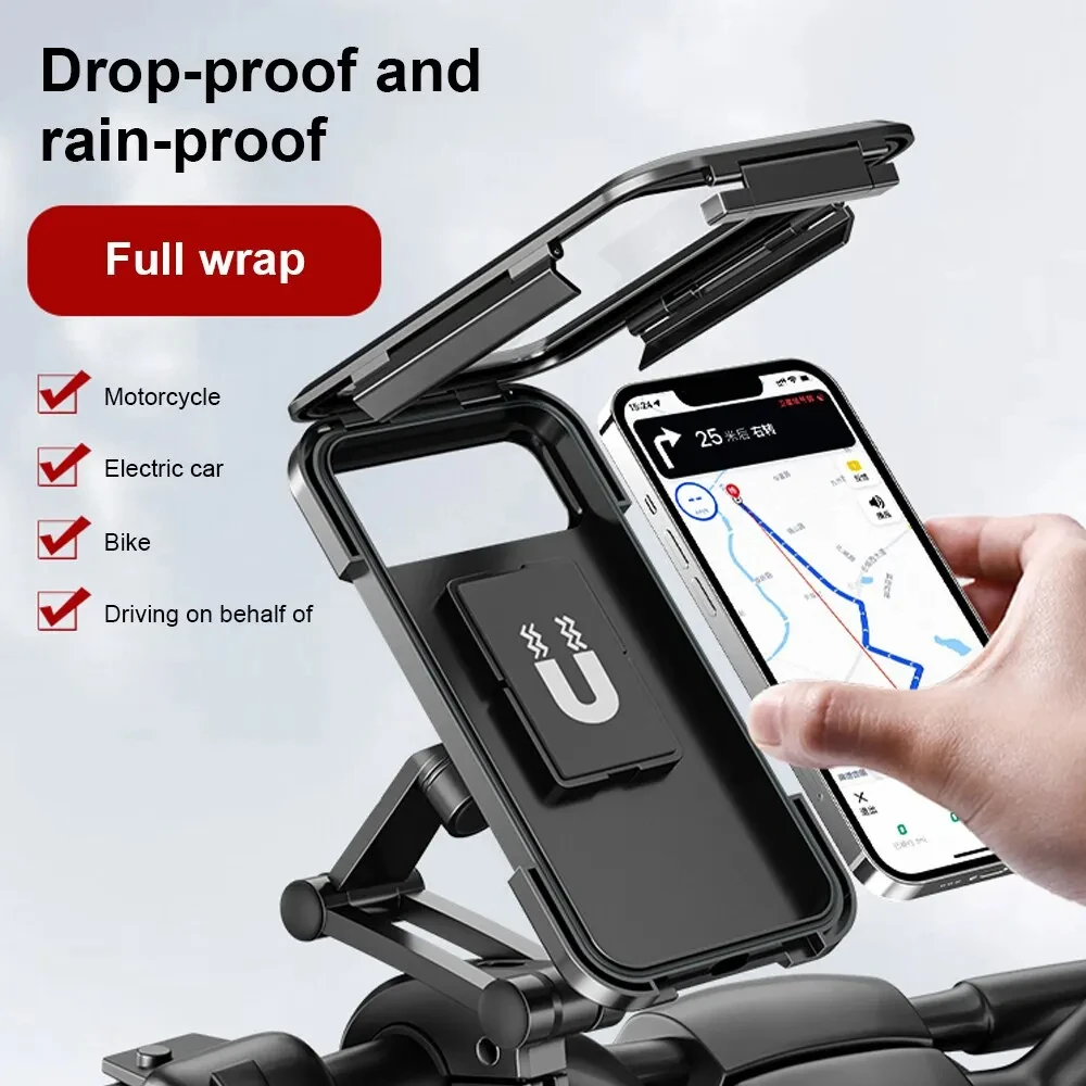 Adjustable Universal GPS Holder for Cellphones Navigation Apps, Waterproof 360 Degree Swivel Phone Mount for Motorcycle