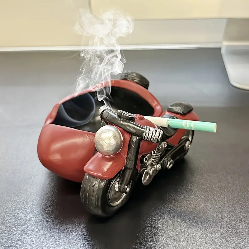 Vintage Motorcycle Ashtray Decorative Desk Piece for Smokers and Car Enthusiasts