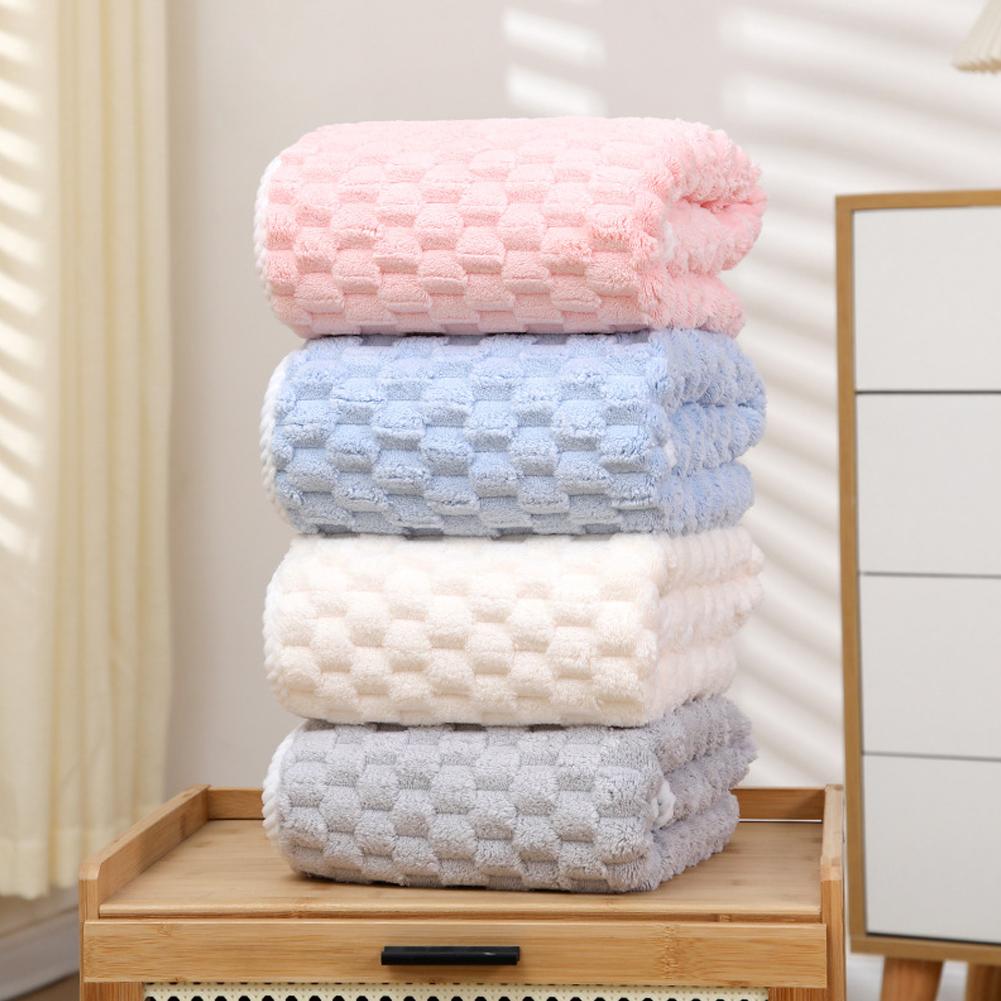 Coral Velvet Towel, Cloud Grid Towel, Soft Absorbent, Thickened Bath Towel, Household Face Washing Towel