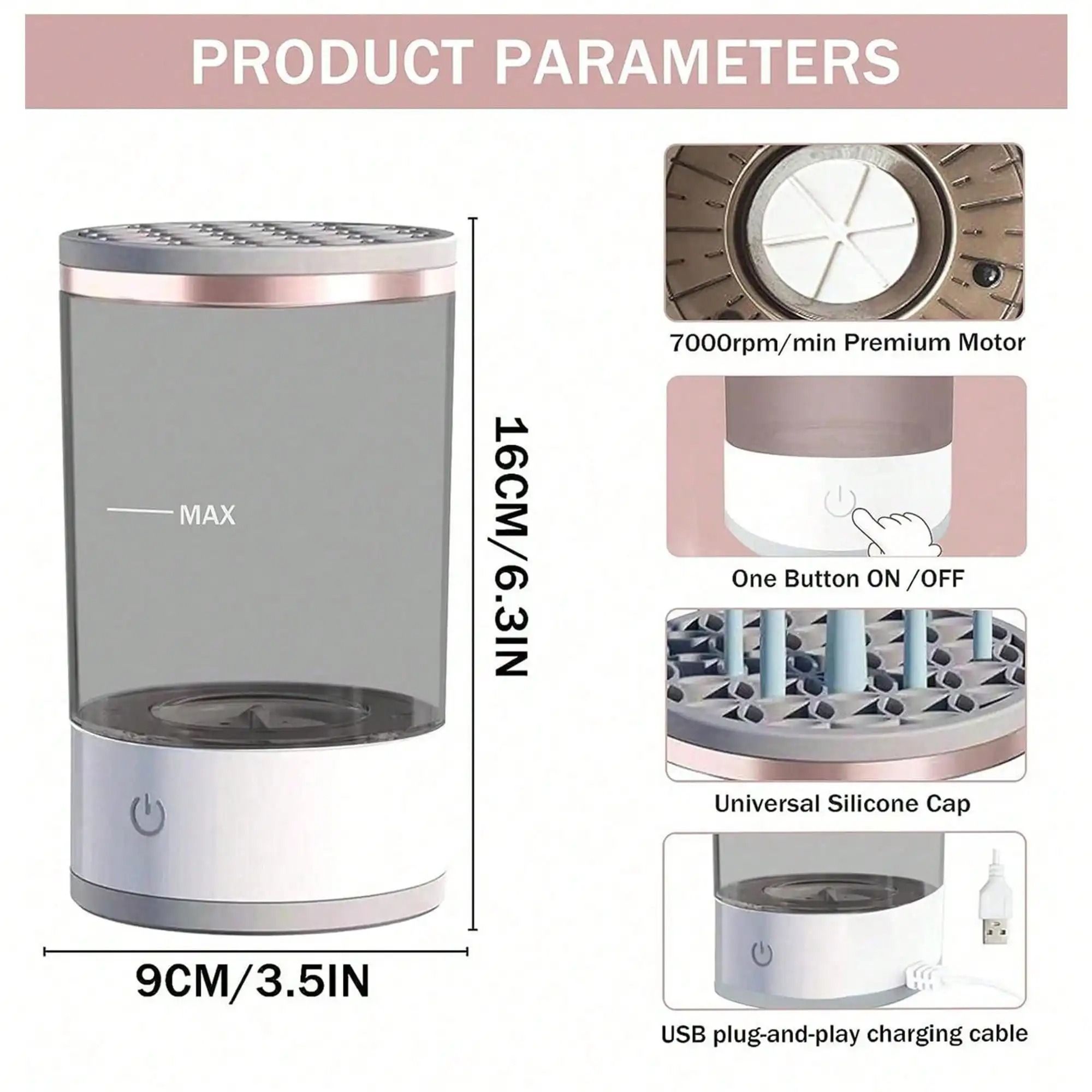 Automatic Electric Makeup Brush Cleaner – Rapid High-Speed Rotation Hub – Professional Beauty Tool Sanitizer