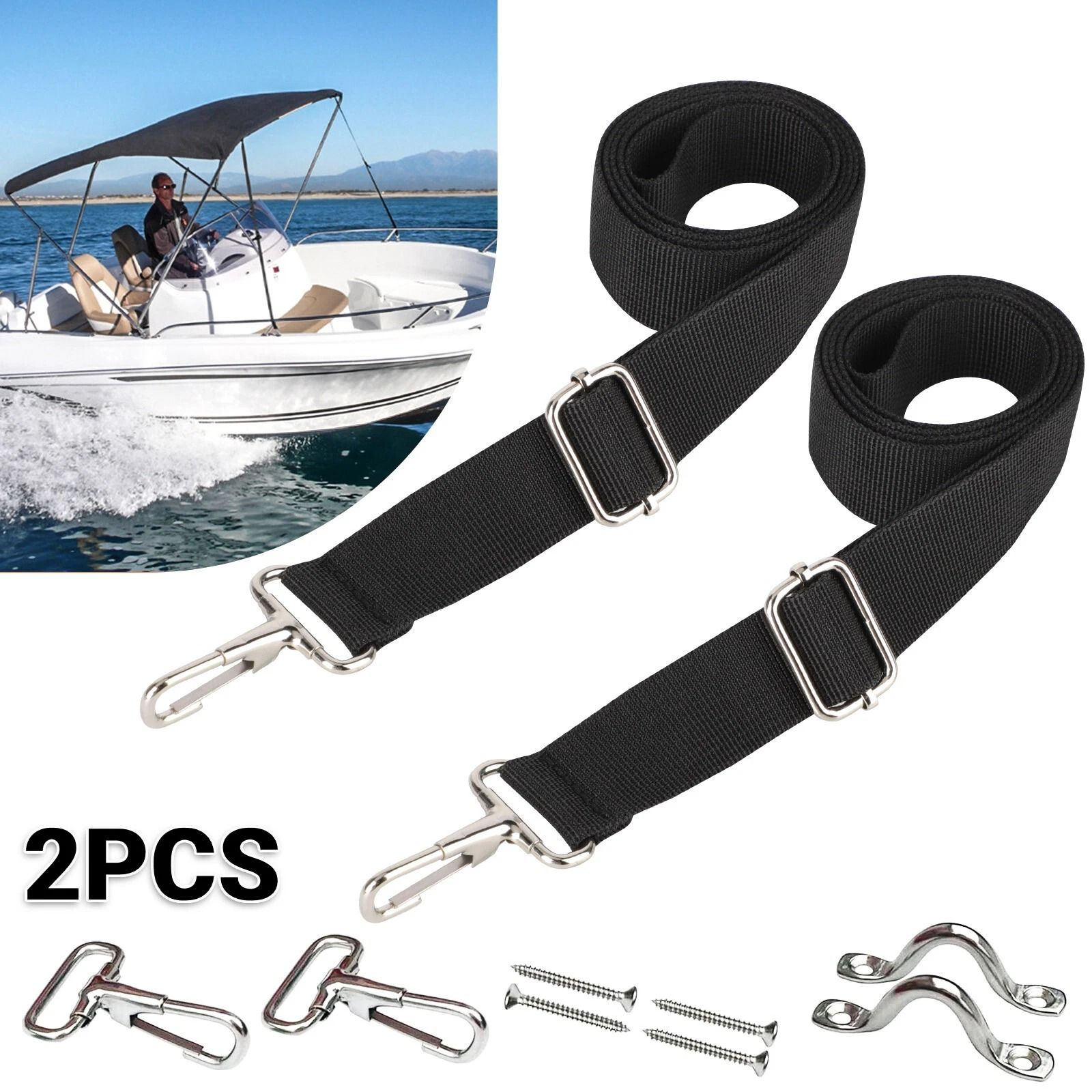 Adjustable Top Tie Down Straps with Stainless Steel Hooks