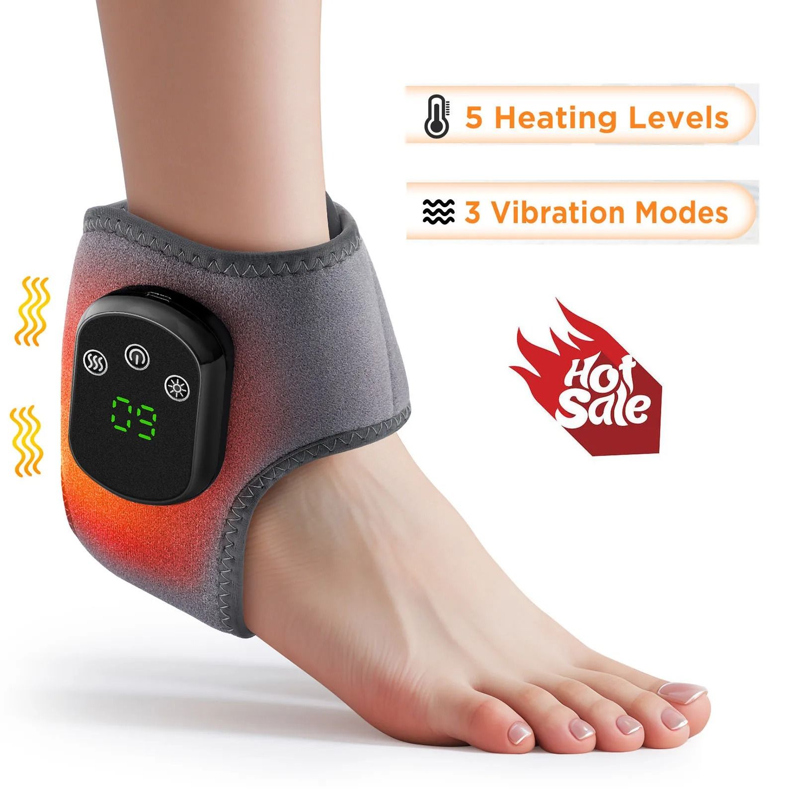 Electric Ankle Brace With Heat Compression And Vibration Massage Therapy