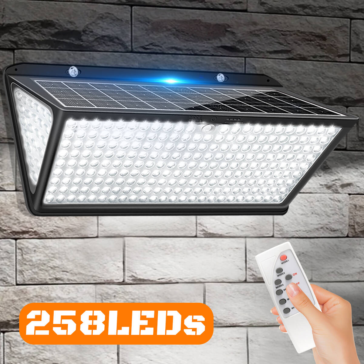 Solar Powered Flood Lights for Outside, Super Bright Solar Wall Lamp with 3 Modes, Waterproof Solar Lights for Yard