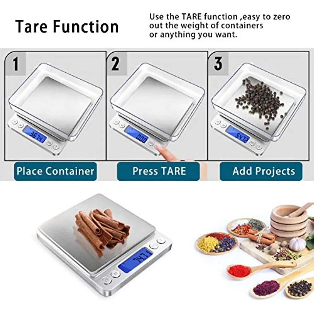 Digital Kitchen Scale 500g 0.01g Small Jewelry Scale with LCD and Tare