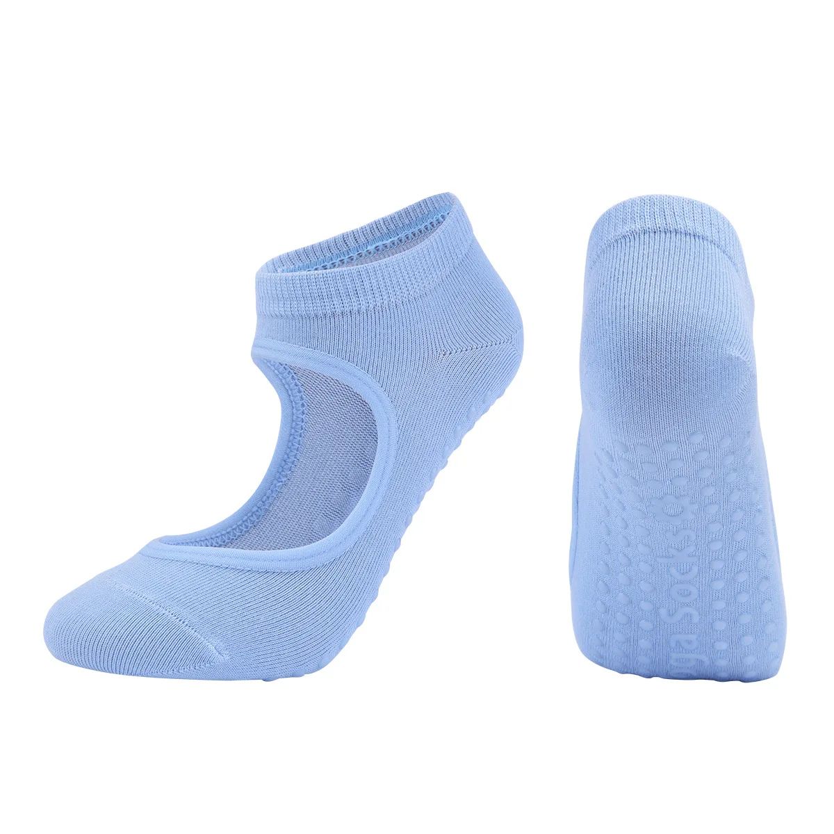 Womens Silicone Anti-Slip Backless Yoga Socks US 5-10.5– Non-Slip Pilates & Ballet Fitness Grip Socks