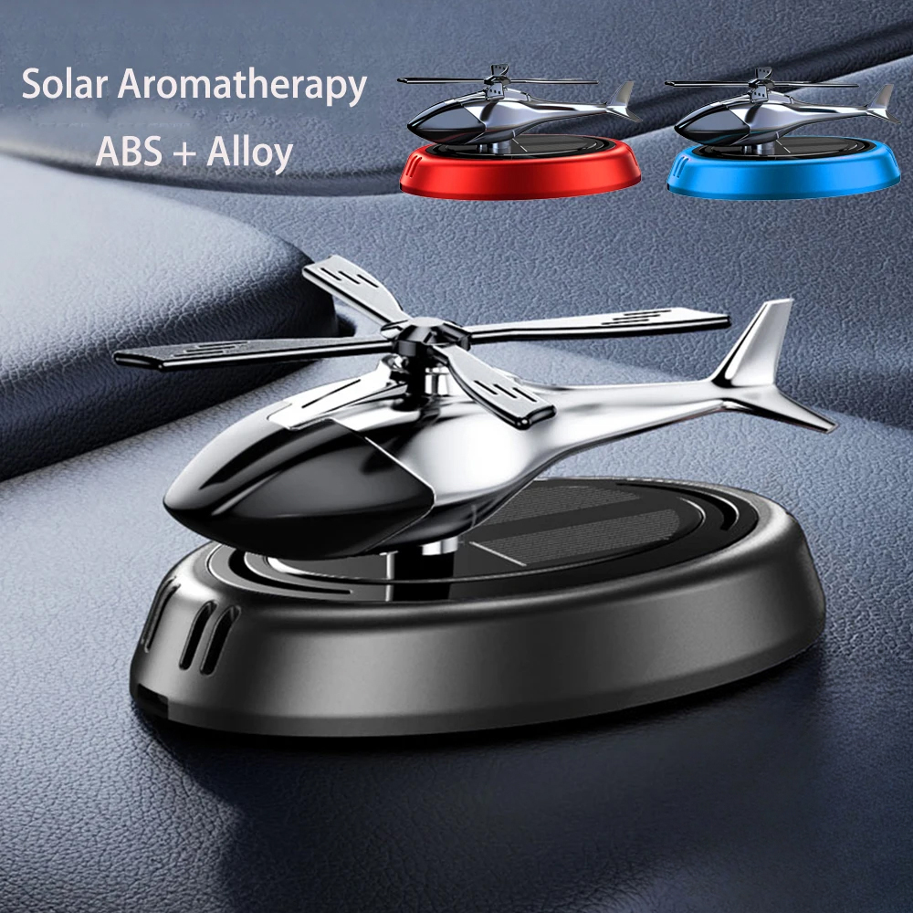 Solar Aromatherapy Car Air Freshener with Rotating Helicopter Design, Solar Powered Alloy Auto Aroma Diffuser Dashboard