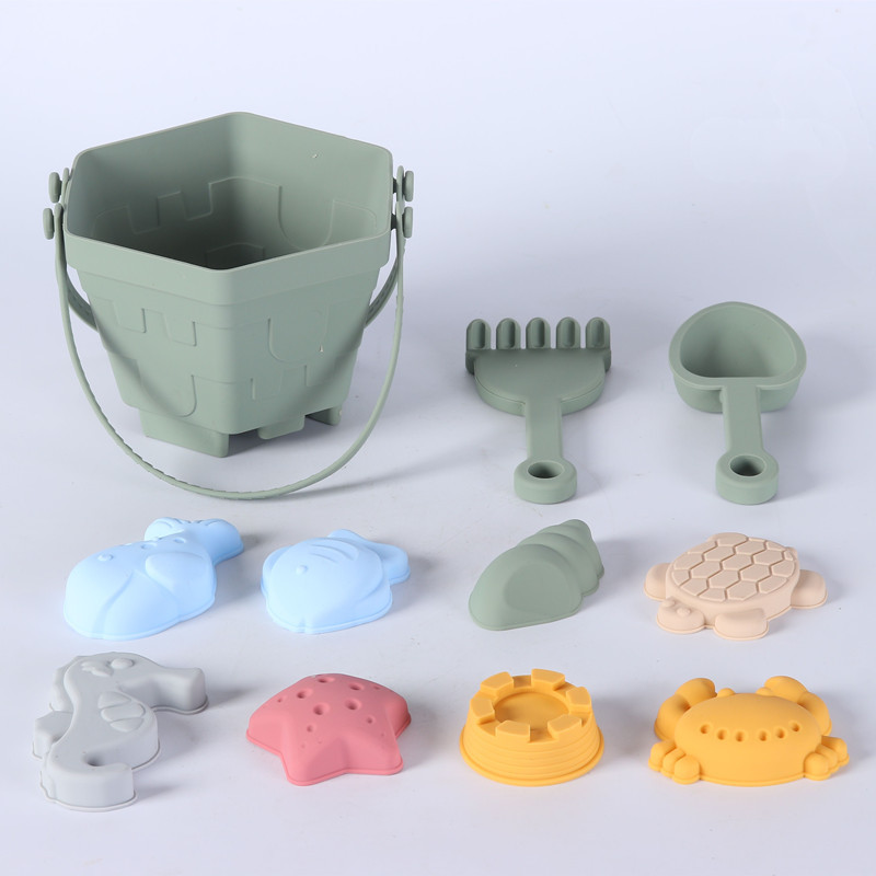 Silicone Beach Bucket Set for Kids Outdoor Sand Digging Tool Plastic Beach Toys for Sand Play and Digging