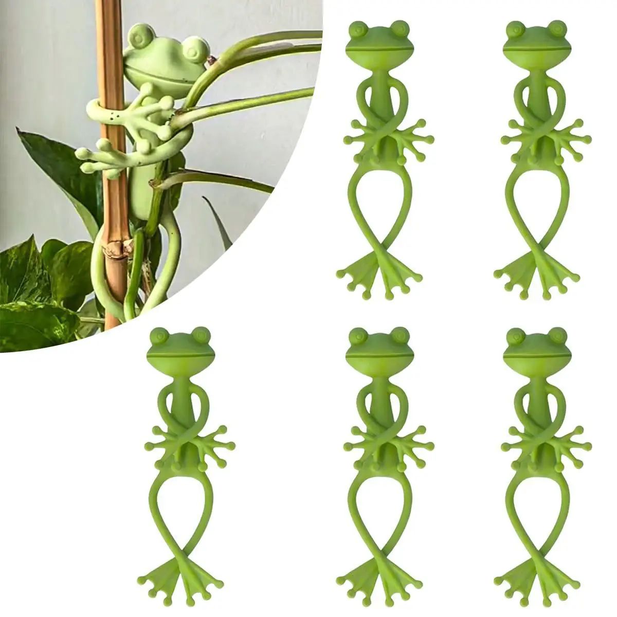 Cute Frog Plant Support Clips (1/3/5pcs) Reusable Frog Plant Stand Flower Pot Hugger for Vines & Stems