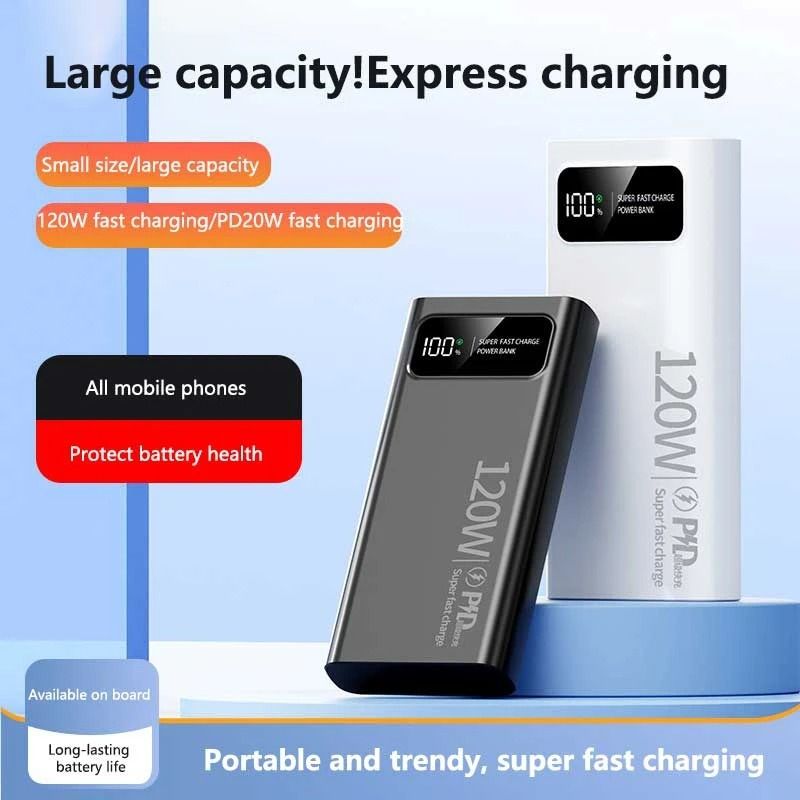 120W Super Fast Charging Power Bank – 50000mAh Ultra-High Capacity – Digital Display Pro Power Station