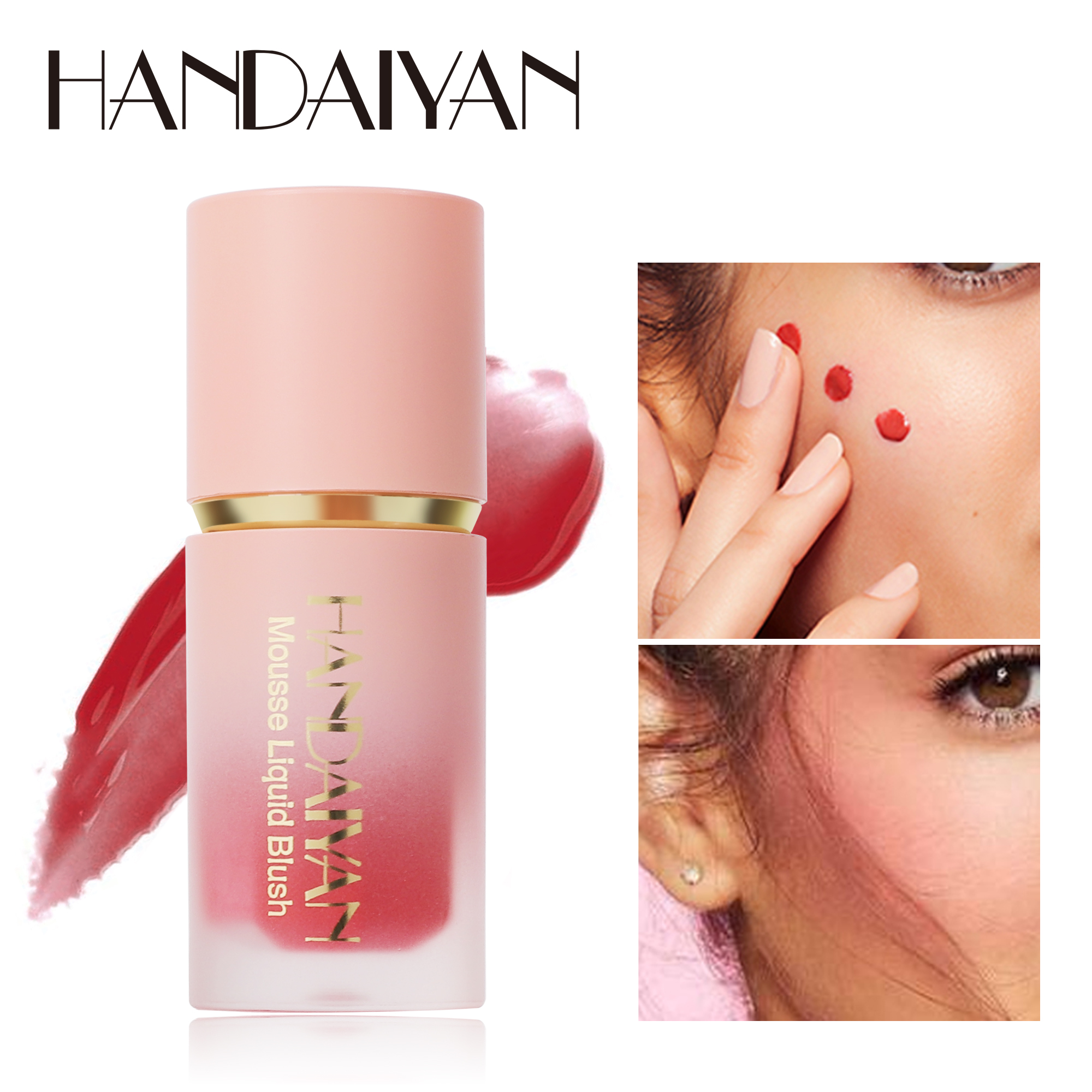 Easy to Apply Colour Matte Liquid Blush, Waterproof Long Lasting Formula, Blush Sponge Brush Head, Natural Cheek Tint