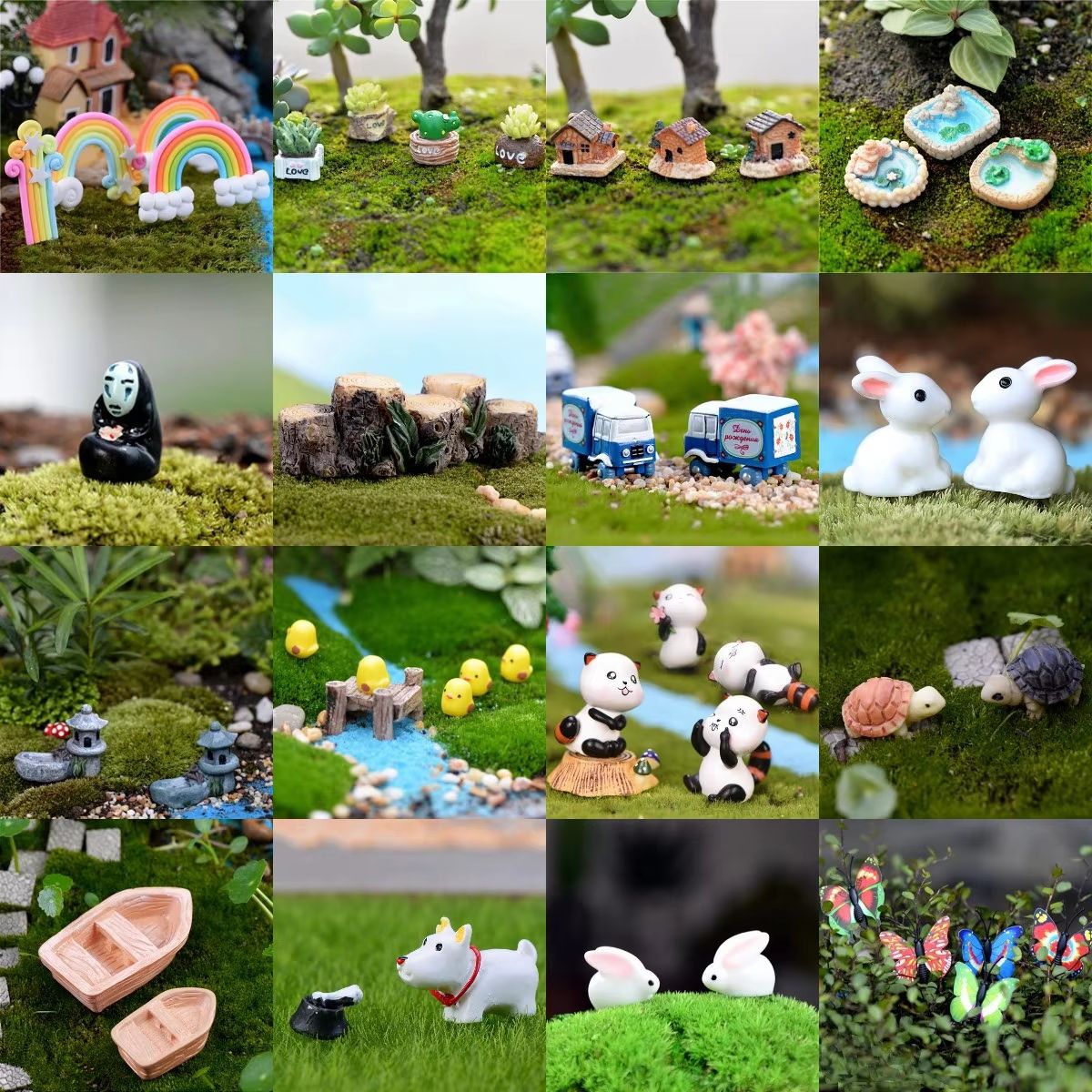 Mini Cute Animal Figurines Set for Fairy Garden Bonsai DIY Landscape Decor