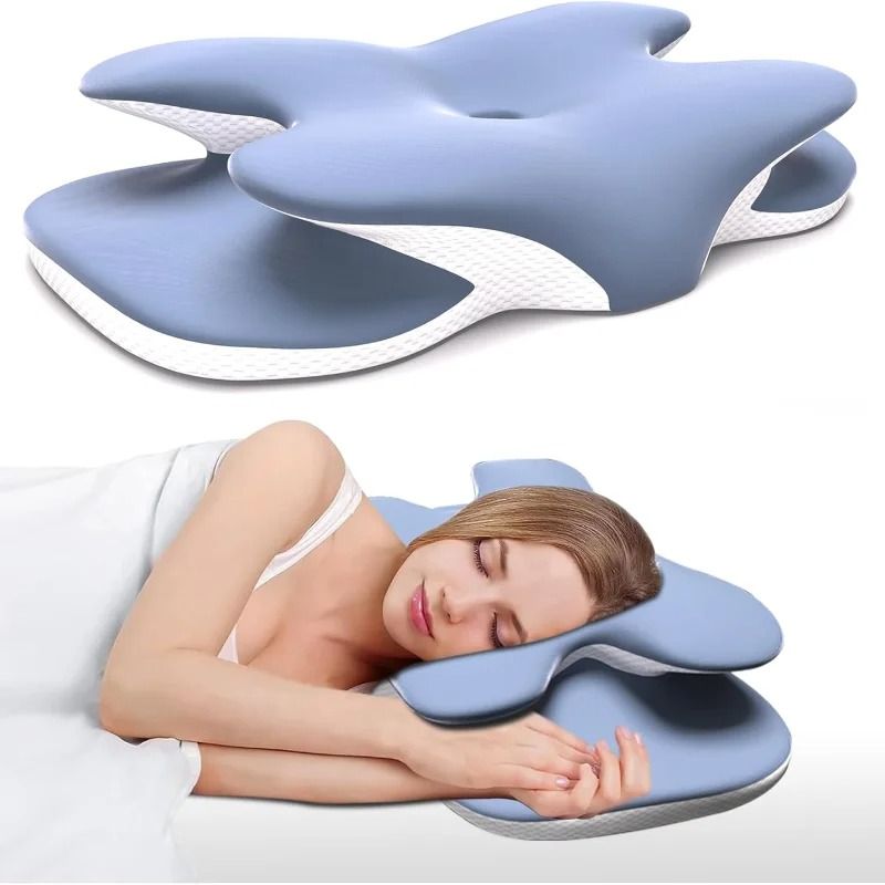 Ergonomic Cervical Pillow Memory Foam Neck Pain Relief with Ice Silk Pillowcase