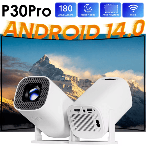 P30PRO Mini Smart Projector – 4K Supported WiFi 6 Portable Home Theater