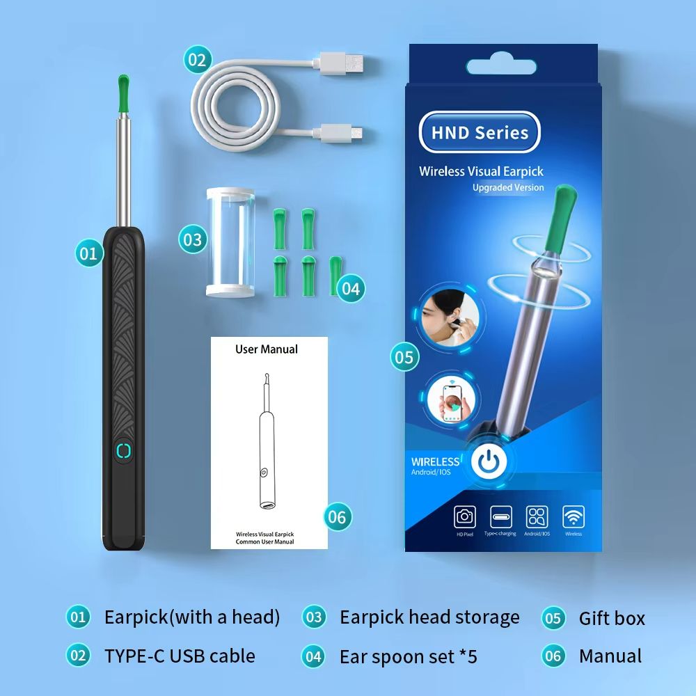 Wireless Ear Cleaner with Camera – USB-C Rechargeable Otoscope Earwax Removal Tool
