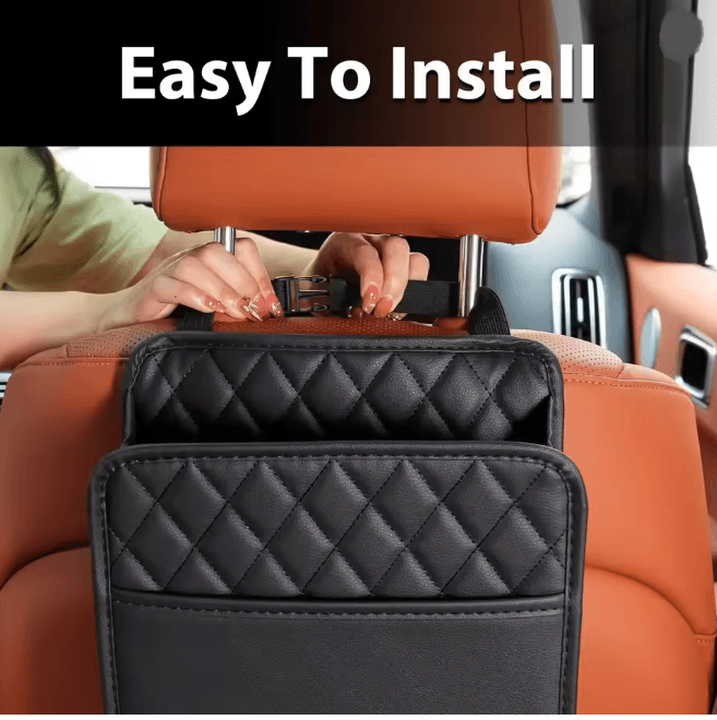 SeatMate Multi Functional Car Seat Back Organizer Leather Storage Bag