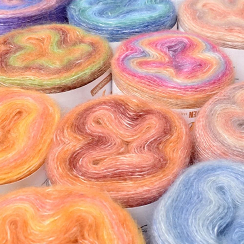 Rainbow Gradient Cake Yarn – 820 ft Organic Cotton Blend – High-Yield Sartorial Interaction Hub