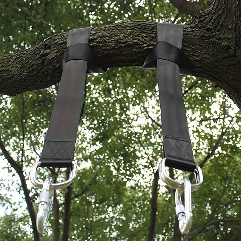 Outdoor Swing Hammock with Safety Belt – Portable Hammock Swing Strap Kit for Backyard & Travel