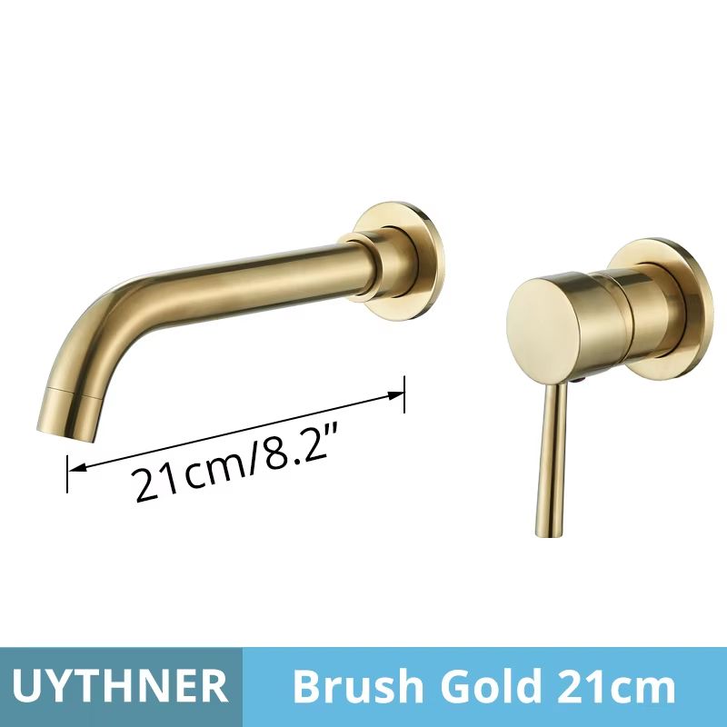 Brushed Gold & Black Concealed Wall Mounted Basin Faucet Mixer