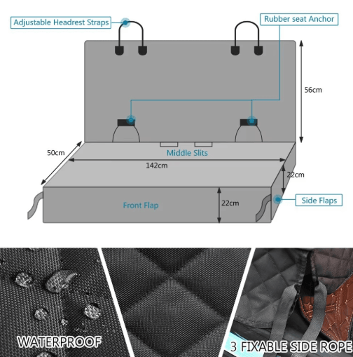Waterproof Dog Car Seat Cover with Armrest-Compatible Design