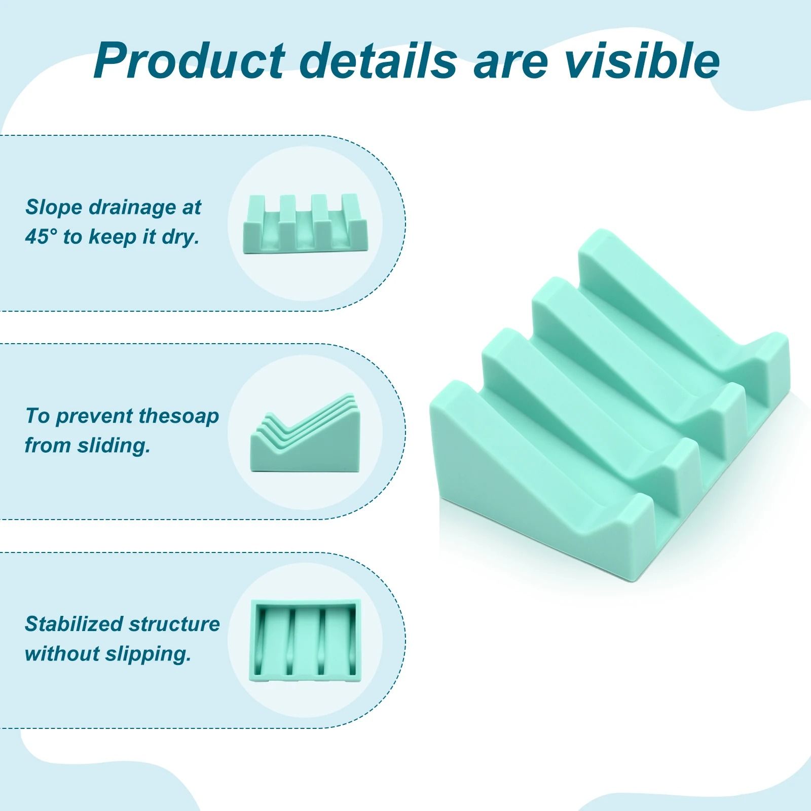 Silicone Drainage Soapdish Automatic Draining Bathroom Soap Rack