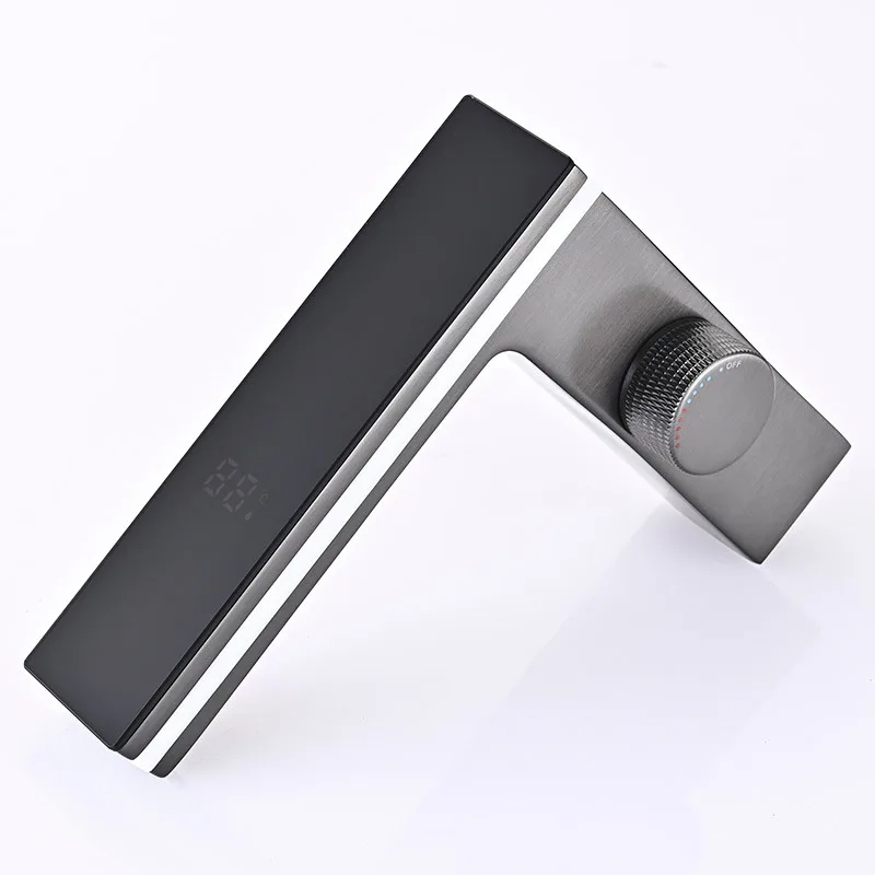 Smart LED Bathroom Sink Faucet with Temperature Display and Brass Mixer Tap