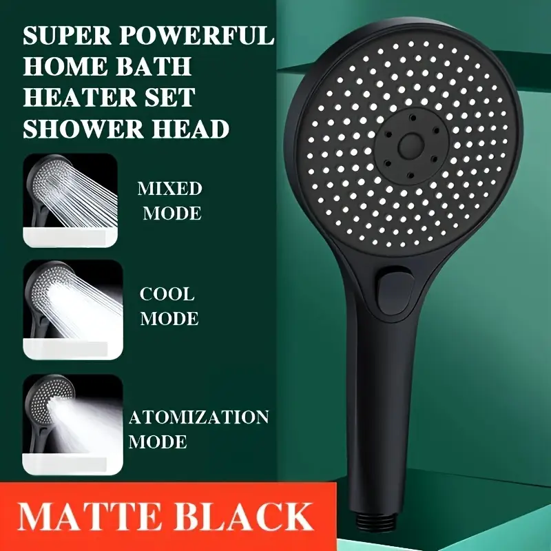Home Bathroom Three-Speed Pressurized Shower Head with Large Panel and Water Heater Combination Set