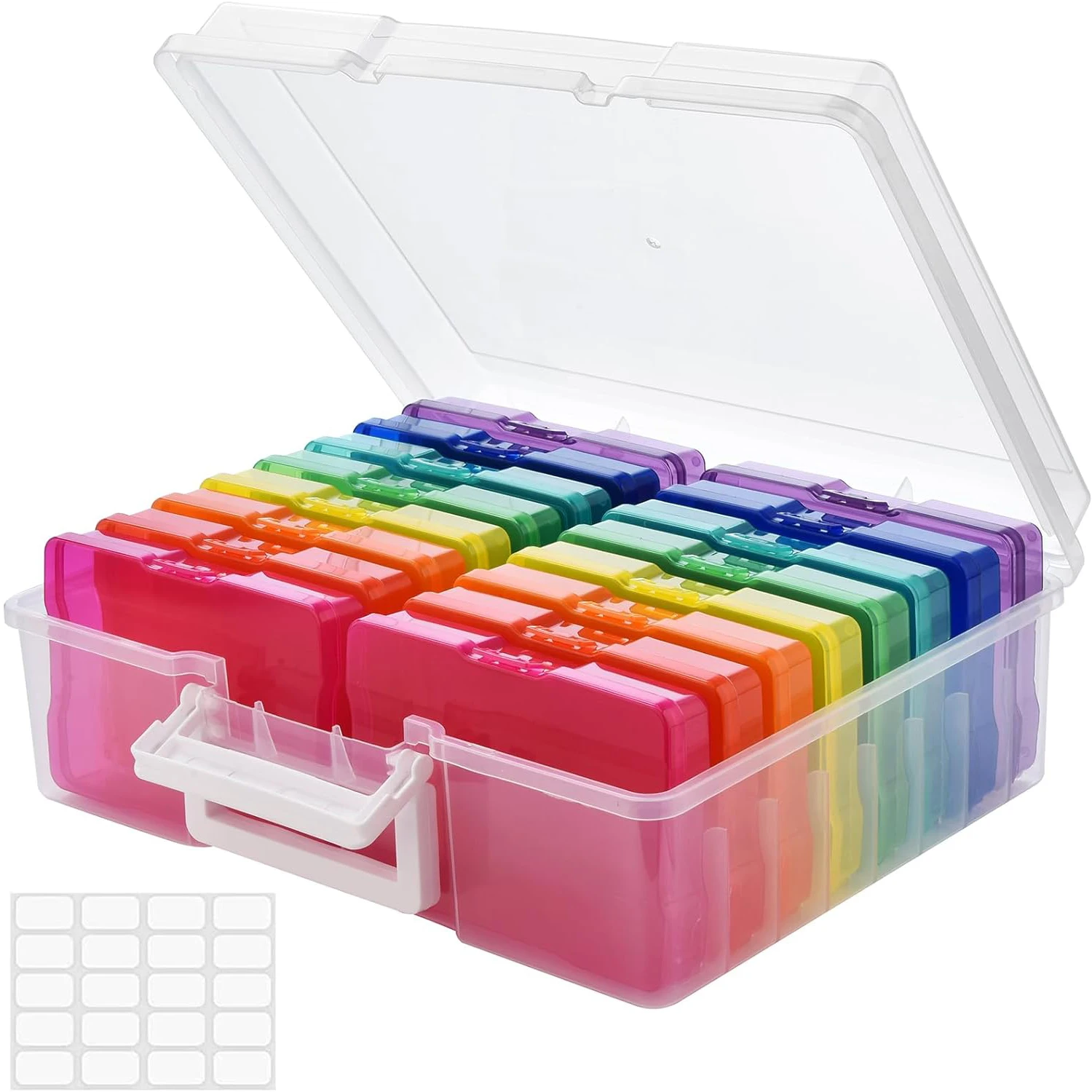 Portable Photo Storage Box Organizer with Cases for Pictures Crafts and Scrapbooking