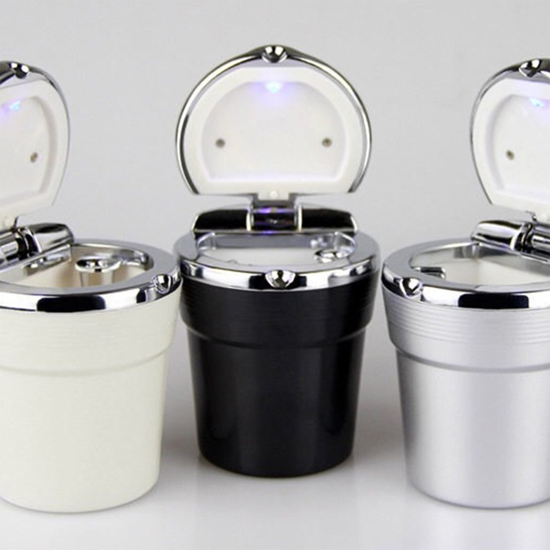 Creative Car Ashtray and Garbage Can, with LED Light and Cover, A Multi Function Car Supply