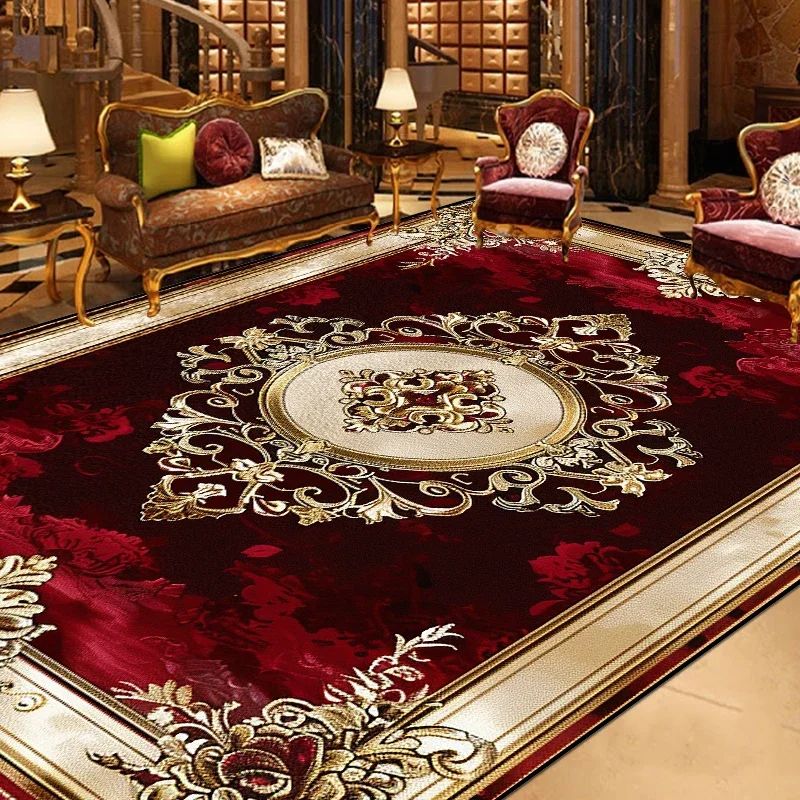 Vintage European Style Area Rug – Non-Slip Large Decorative Living Room Carpet
