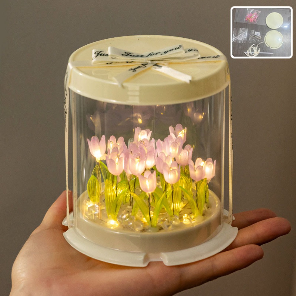 Handmade Unfinished Products Mini Tulip Night Lamp Cute DIY Tulip Night Light Small Night Light Birthday Gift