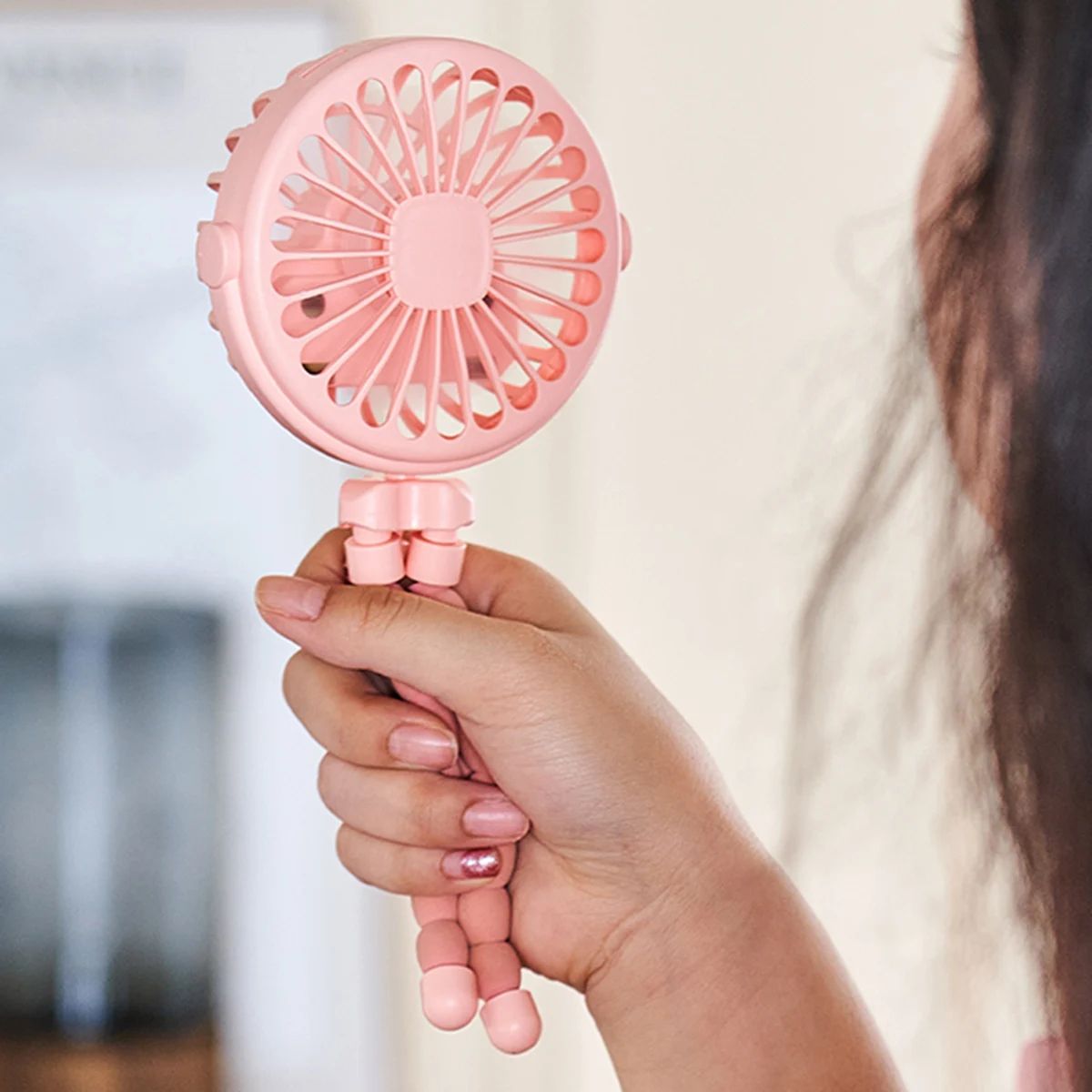 Octopus Handheld Fan – Rechargeable Mini Fan with Night Light & 4-Mode Stand/Hang Design
