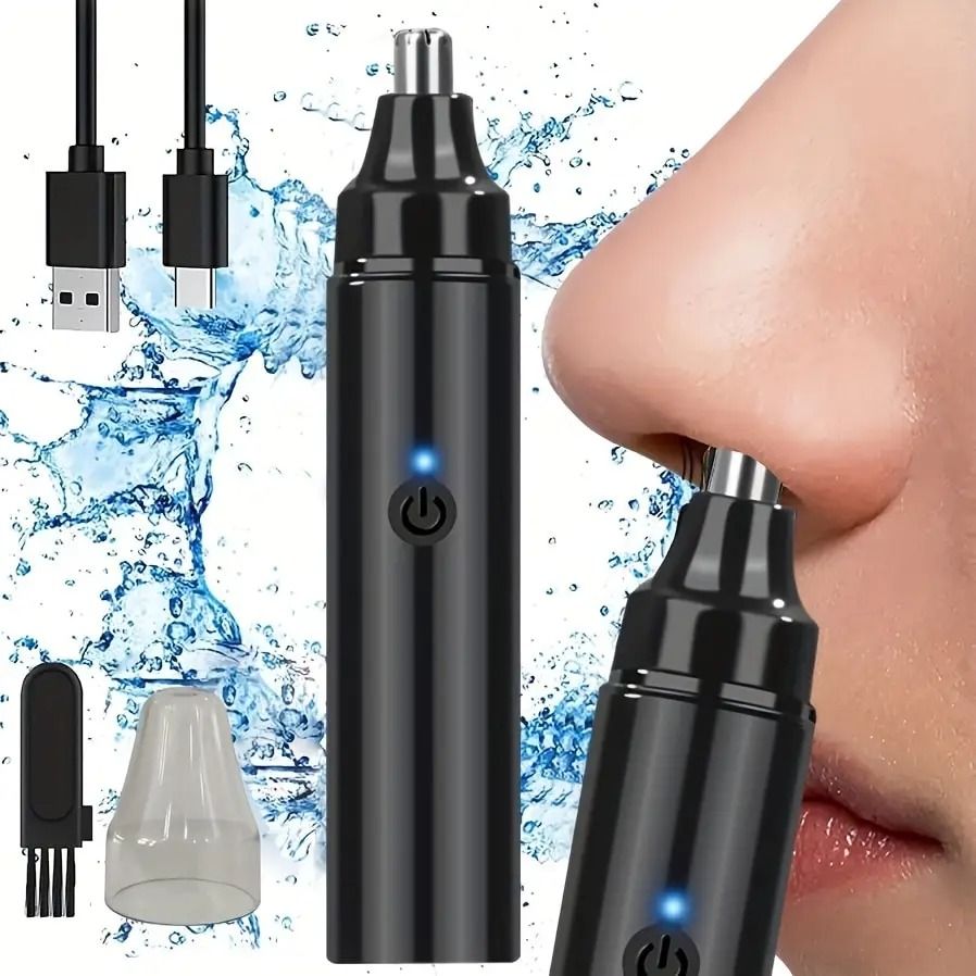 Compact Rechargeable Nose Hair Trimmer and Facial Hair Remover