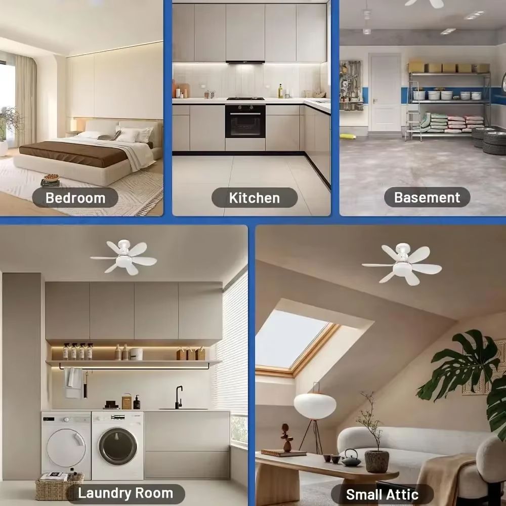 Modern E27 Ceiling Fan Light with Remote Control and Dimmable LED