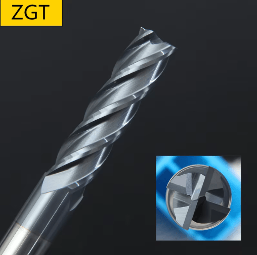 ZGT HRC50 Alloy Carbide End Mill Set – 4-Flute Tungsten Steel Milling Cutters (4–16mm)