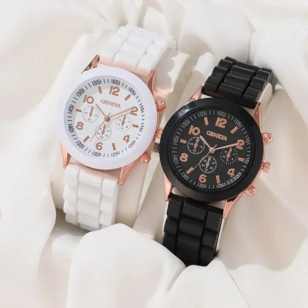 Luxury Couple Watch Set Quartz Matching Watches Silicone Strap Wristwatch Gift Set