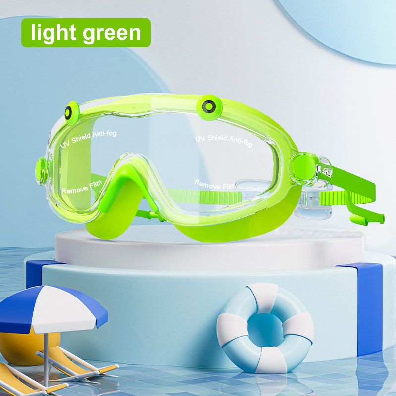 Kids Anti Fog Swim Goggles with Earplugs Wide View No Leak Silicone Mask