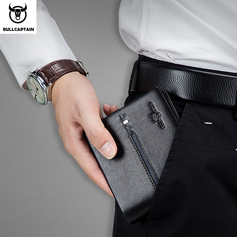 Leather Wallet Men RFID Secure, Multi Function Business Purse, Designer Card Holder, Slim Genuine Leather