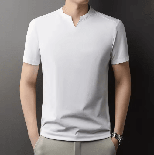 Mens V Neck T-Shirt Korean Style Lightweight Casual Summer Tee