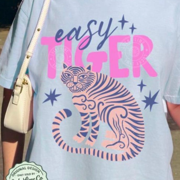Easy Tiger T-Shirt – Retro Boho Tiger Graphic Tee