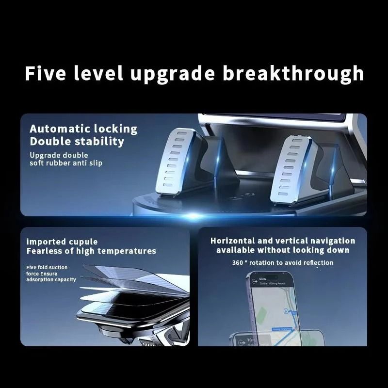 360° Rotatable Dashboard Phone Mount Universal Vehicle Mobile Holder – High-Stability Bracket with Luminous Number Plate