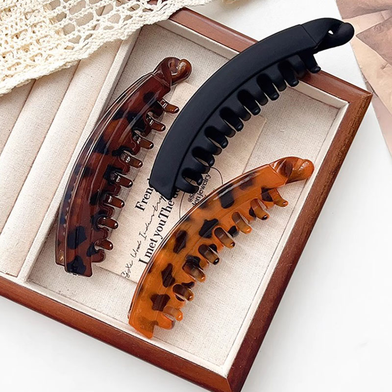 Vintage Leopard Print Hair Claw Clip – High Ponytail Holder for Women & Girls