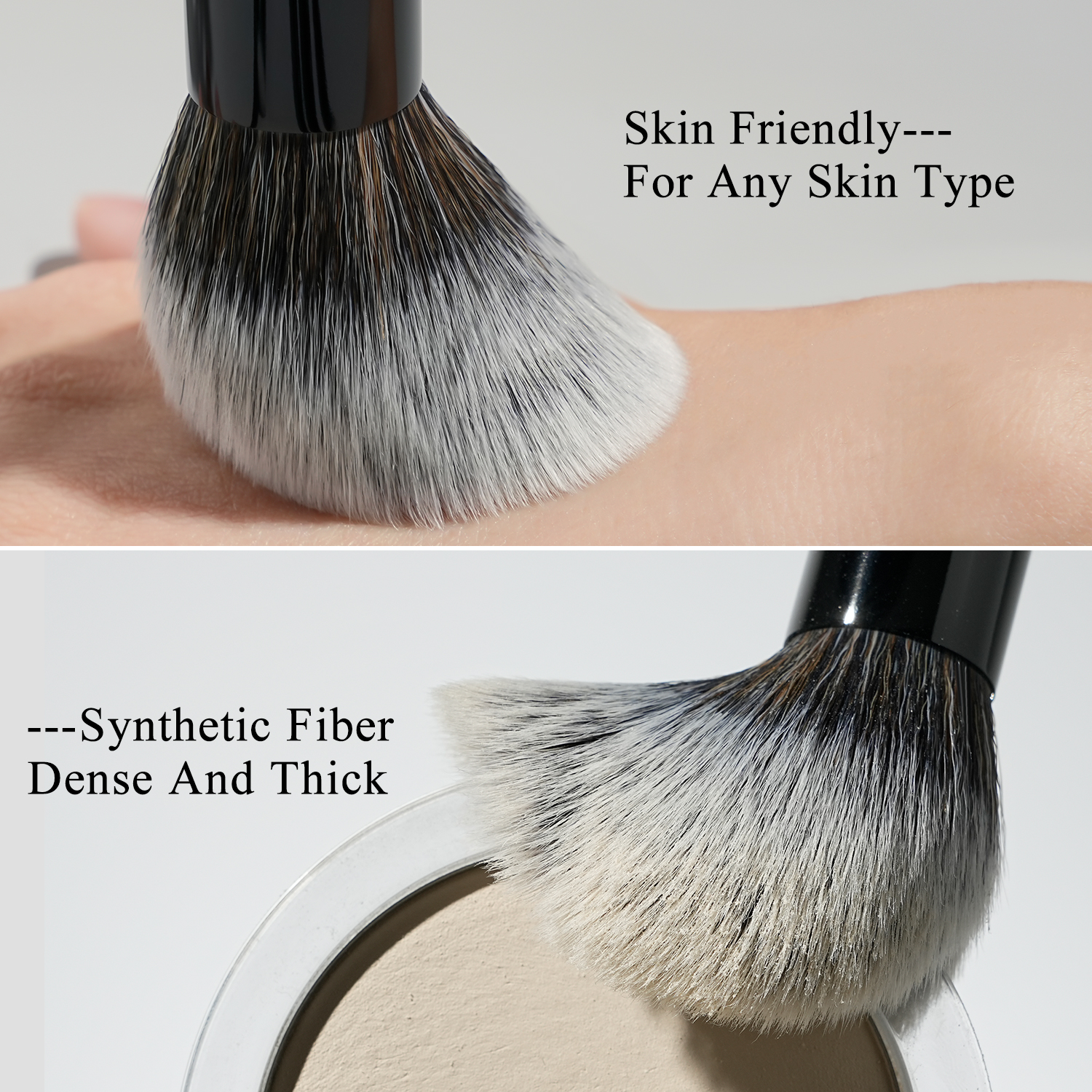 Black Makeup Brush Set Vegan Pro, Powder Foundation Eyeshadow Blush Highlighter, Concealer Eyebrow Brushes Kit
